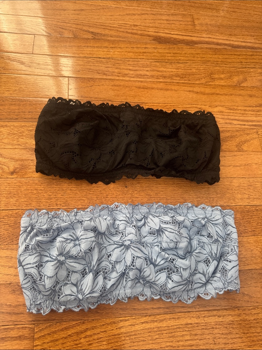 Lace Bandeau Set - Black & Light Blue Floral 36 DD from Aerie